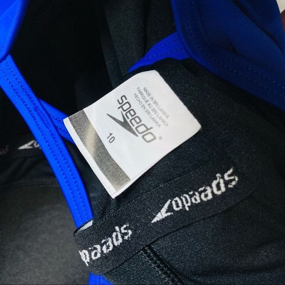 Speedo Blue Racerback Athletic Training One Piece Swimsuit Black Stripe - Picture 5 of 8